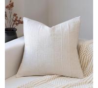 FIOUOVO Decorative Neutral Throw Pillow Covers 20x20 Farmhouse Pillow Covers Cotton Check Cushion Covers Home Decor for Sofa Couch Living Room Bedroom 1PC, Beige Check