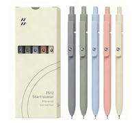 FIOVER Gel Pens, 5pcs 0.5mm Quick Dry Black Ink Fine Point Smooth Writing Pens High-End Series Ballpoint for Office School Supplies(Morandi)