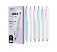 FIOVER Gel Pens, 6 Pcs 0.5mm Quick Dry Black Ink Pens, Fine Point Smooth Writing Pens, Retractable with Silicone Grip, High-End Cute Aesthetic Office School Supplies, Gifts for Women Men (6pcs black)