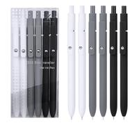 FIOVER Gel Pens,6Pcs Fine Point Smooth Writing Pens 0.5mm Black Gel Ink, High-End Series Ballpoint for Journaling Note Taking, Gifts for Women Men (6pcs-Black, Gray, White)