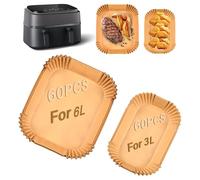 Fioxcomko 120PCS Air Fryer Liners for Tefal 5.2L & 3.1L /Philips Dual Basket Air Fryer, Disposable Parchment Paper Fryer Accessories
