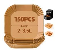 Fioxcomko 150PCS Air Fryer Liners for Cosori Small/Midea/Chefman Mini/Daewoo Compact 2L, 5.5Inch Square Airfryer Liner, Nonstick Parchment Paper for Small AirFryer Baskets