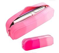 Fiozroor 20 * 6 * 5CM Pink Pencil Case for Girls/Womens Gradient Silicone Pencil Case for School Stationery Office Supplies Travel Make Up Bag