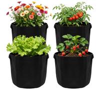 Fipfovpa Plant Grow Bags 4 Pack 10 Gallon Vegetable Grow Bags for Plant | Heavy Duty Nonwoven Plant Bag with Handles, Breathable Garden Plant Grow Bags for Vegetable Tomato Potato Strawberry