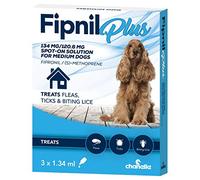 Chanelle Spot-on Fipnil Plus, Flea, Tick & Lice for Medium Dogs (10.1–20kg) 3x1.34ml