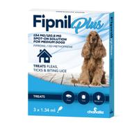 Fipnil Plus Spot On Solution Flea Drops, Tick & Lice Repellent (For Medium Dogs (10.1kg-20kg) 3 Pipettes)