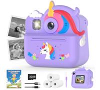 Fippesax Sofortbildkamera Kinder,1080P HD Kindercamera Sofortbildkamera mit 32-GB-Karte und Fotopapier, 48MP Selfie Digitalkamera, Kinderspielzeug Geschenke for Jungen & Mädchen von 3-12 Jahren