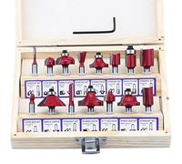 Fippy 1/4 Inch Shank Router Bit Set, 15PCS 6.35mm Shank Tungsten Carbide Tipped Router Bit with Wooden Box, Perfect for Woodworking, Edging, Trimming, Grooving