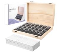 Fippy 100PCS Coin Collection Box, Wooden Coin Collecting Storage Box Coin Cases for Collectors, Fit Coins 18mm 21mm 25mm 27mm 30mm