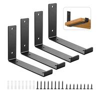 Fippy 4PCS Scaffold Board Shelf Brackets 300mm Heavy Duty Floating Shelf Brackets Wall Mounted Shelf Supports Brackets Black Industrial Shelf Brackets with Matching Screws