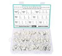 Fippy 600PCS White Cable Clips Assortment 4mm 5mm 6mm 7mm 8mm 10mm 12mm outdoor Steel Nail Cable Clips cable tacks for Cable Fixing (White)