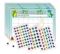 FIQLUL Children's Dinosaur Reward Board - Potty Training Reward System Set with Stickers for Toddlers 2-5 Years - Interactive Task Board for Motivation When Cleaning - 22 x 30 cm