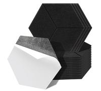 Fiqops 24 Hexagon Acoustic Panels, Self-Adhesive, Black, High Density Acoustic Panels, Space-Saving, Sound Absorber for Wall Decoration and Sound Insulation, Studio and Home Decoration (30 x 26 x 0.9