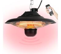 Fiqops 2x patio heater, infrared radiant heater 2000W, with 2 heating levels, chain, remote control, infrared heater for terrace, balcony or outdoor catering, outdoor IP24 waterproof