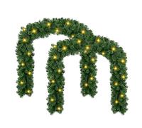 Fiqops Christmas Garland with Lights, 16ft/5m Pre-lit with 100 LED 8 Mode Garland Illuminated, Artificial Vine Wreath Garland for Xmas Festival Tree Indoor Outdoor Decor(2 pcs)
