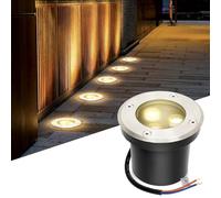 Fiqops Outdoor Recessed LED Spotlight 3W Warm White IP65 - Round Black Ground Lighting - Waterproof Garden Recessed Light for Patio/Pool, Pass-Resistant 230 V