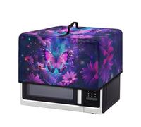 Fiqyvagox Glowing Butterfly Daisy Violet Microwave Oven Grill Cover Protector with Handle Oil Proof Microwave Protective Oven Dust Cover Scratch Resistant Kitchen Appliance Covers, S
