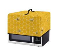 Fiqyvagox Honeycomb Bee Print Yellow Microwave Oven Dust Cover, Canvas Fabric Cloth Protector Decorative Kitchen Appliance, Anti-Oil-Staining Breathable Dust Proof Cover, L