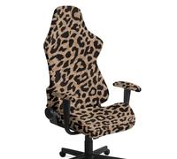Fiqyvagox Leopard Print Black Gray 4 Pieces Gaming Chair Covers with Armrest Covers Dustproof Stain Resistant Gaming Chair Cover Set Elastic Computer Chair Seat Slipcovers