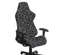 Fiqyvagox Leopard Print Gray Black 4 PCS Gaming Chair Covers Stretchable Computer Chair Cover with Armrest Slipcovers Anti-Slip Universal Rotating Armchair Covers