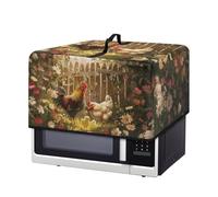 Fiqyvagox Microwave Oven Cover, Dust-Proof Oil-Proof Water Resistant Machine Protector Decorative Kitchen Appliance Cover 46.36cm x 36.83cm x 27.94cm, Chicken Rooster Daisy Floral Print, S