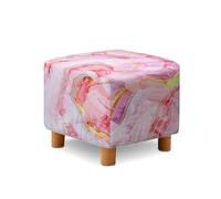 Fiqyvagox Pink Marble Print Ottoman Slipcover, Stretchable Footstool Protector Comfortable Rectangular Furniture Protection for Footrest Sofa