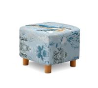 Fiqyvagox Sea Turtle Coral Print Blue Ottoman Slipcover, Foldable Foot Stool Sofa Slipcovers Anti Scratch Covers for Square Footrest Stool with Elastic Bottom