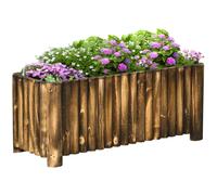 Outsunny Raised Flower Bed Wooden Rectangular Planter Container Box Wood 4 Feet, Brown