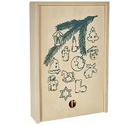 Fir tree decoration "winter time" from untreated wood, 60 pcs. set with 12 different motifs, special highlight for the Christmas tree, in the window, arrangement or also on gift packages, including lockable wooden box
