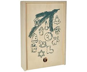 Fir tree decoration "winter time" from untreated wood, 60 pcs. set with 12 different motifs, special highlight for the Christmas tree, in the window, arrangement or also on gift packages, including lockable wooden box