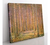 Fir Tree Forest by Gustav klimt Classic Painting Canvas Wall Art Print Ready to Hang, Framed Picture for Living Room Bedroom Home Office Décor, 35x35 cm (14x14 Inch)