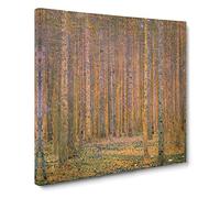 Fir Tree Forest by Gustav klimt Classic Painting Canvas Wall Art Print Ready to Hang, Framed Picture for Living Room Bedroom Home Office Décor, 20x20 Inch (50x50 cm)