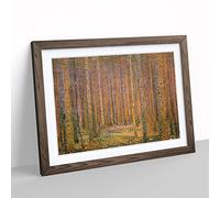 Fir Tree Forest By Gustav Klimt Classic Painting Framed Wall Art Print, Ready to Hang Picture for Living Room Bedroom Home Office Décor, Walnut A4 (34 x 25 cm)