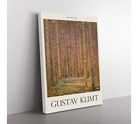Fir Tree Forest By Gustav Klimt Exhibition Museum Painting Canvas Wall Art Print Ready to Hang, Framed Picture for Living Room Bedroom Home Office Décor, 50x35 cm (20x14 Inch)
