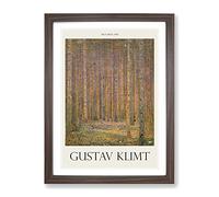 Fir Tree Forest By Gustav Klimt Exhibition Museum Painting Framed Wall Art Print, Ready to Hang Picture for Living Room Bedroom Home Office Décor, Walnut A4 (34 x 25 cm)