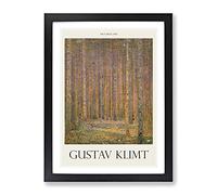 Fir Tree Forest By Gustav Klimt Exhibition Museum Painting Framed Wall Art Print, Ready to Hang Picture for Living Room Bedroom Home Office Décor, Black A2 (64 x 46 cm)