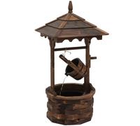 Outsunny Wood Garden Wishing Well Fountain Barrel Waterfall with Pump for Garden | TJ Hughes