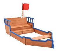Fir Wood Sandbox Pirate Ship Wooden Sand Pit Kid Playground Equipment vidaXL