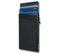 Firaki Slim, Minimalist RFID Blocking Wallet Aluminum-Made with Pop Up Design, RFID Card Holder for Men with 2 Front Pockets, ID Card and Money Pocket, Durable, Stylish, and Sturdy Design (Black)