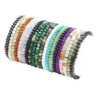 FIRAZIO 20Pcs 4mm Gemstone Beaded Bracelets for Women Mens Crystal Stone Bracelet Stretch Mini Round Beads Elastic Bracelets Jewelry Gifts, 2 inch, Stone, no gemstone