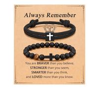 FIRAZIO 2PCS Christian Easter Gifts for Men, Easter Basket Stuffers Cross Bracelet for Men Birthday Confirmation Christian Gifts,Inspirational Faith Based Jesus Bracelets, 13, no gemstone