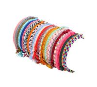 FIRAZIO 30Pcs Woven Wrap Friendship Bracelets for Women Handmade Braided Summer Beach String Adjustable Colorful Bracelets, 6 to 10 inches, Cotton, no gemstone
