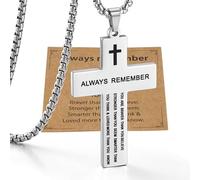 FIRAZIO Cross Necklace for Men with Bible Verse, Easter Basket Stuffers Cross Necklace Christian Religious Scripture First Communion Cross Chain Pendant Jewelry Christian Easter Gifts for Men, 21+2in