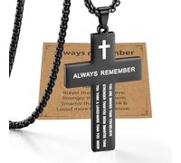 FIRAZIO Cross Necklace for Men with Bible Verse, Easter Basket Stuffers Cross Necklace Christian Religious Scripture First Communion Cross Chain Pendant Jewelry Christian Easter Gifts for Men, 19+2in