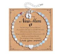 FIRAZIO Natural Stone Healing Bracelets for Pregnant Women, First Time Needs, Pregnancy Gifts for Moms to Be, 9, No Gemstone