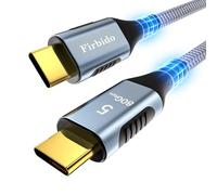 Firbido 6FT for Thunderbolt 5 Cable, High Speed 80Gbps, 120Gbps Bandwidth, PD 240W, 16K@60Hz, 8K@165Hz, 4K@540Hz for Thunderbolt 4, iPhone 17, Razer Blade, SSD, USB4, Mac mini M4