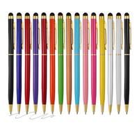 FIRCRE 15 Pack Stylus Pens for Touch Screens Stylus Pen Compatible with Phone Tablets Kindle and Black Ink Ballpoint Pens-2 in 1 Stylists Pens (Rose Gold)