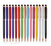 FIRCRE 15 Pack Stylus Pens for Touch Screens Stylus Pen Compatible with Phone Tablets Kindle and Black Ink Ballpoint Pens-2 in 1 Stylists Pens (8005 Rose Gold B)