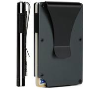 FIRDIKT Carbon Fiber Minimalist Wallet for Men Credit Card Holder Money Clip & Cash Strap Slim RFID Mens Wallets, Matte Grey, Minimalist Wallet, Slim Wallet