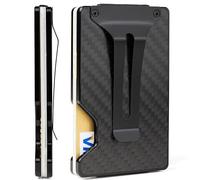 FIRDIKT Carbon Fiber Minimalist Wallet for Men Credit Card Holder Money Clip & Cash Strap Slim RFID Mens Wallets, r2 Matte Carbon Fiber, Minimalist Wallet, Classic